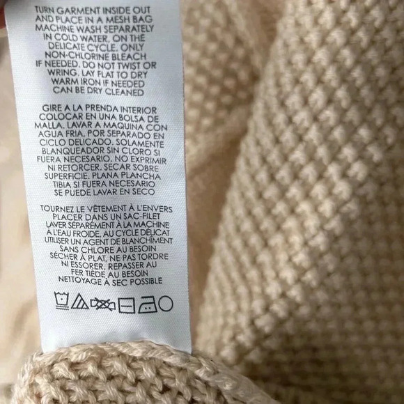 Cabi Size Large Sweater V Neck Cable Knit Cotton Neutral Preppy Streetwear - Picture 8 of 8